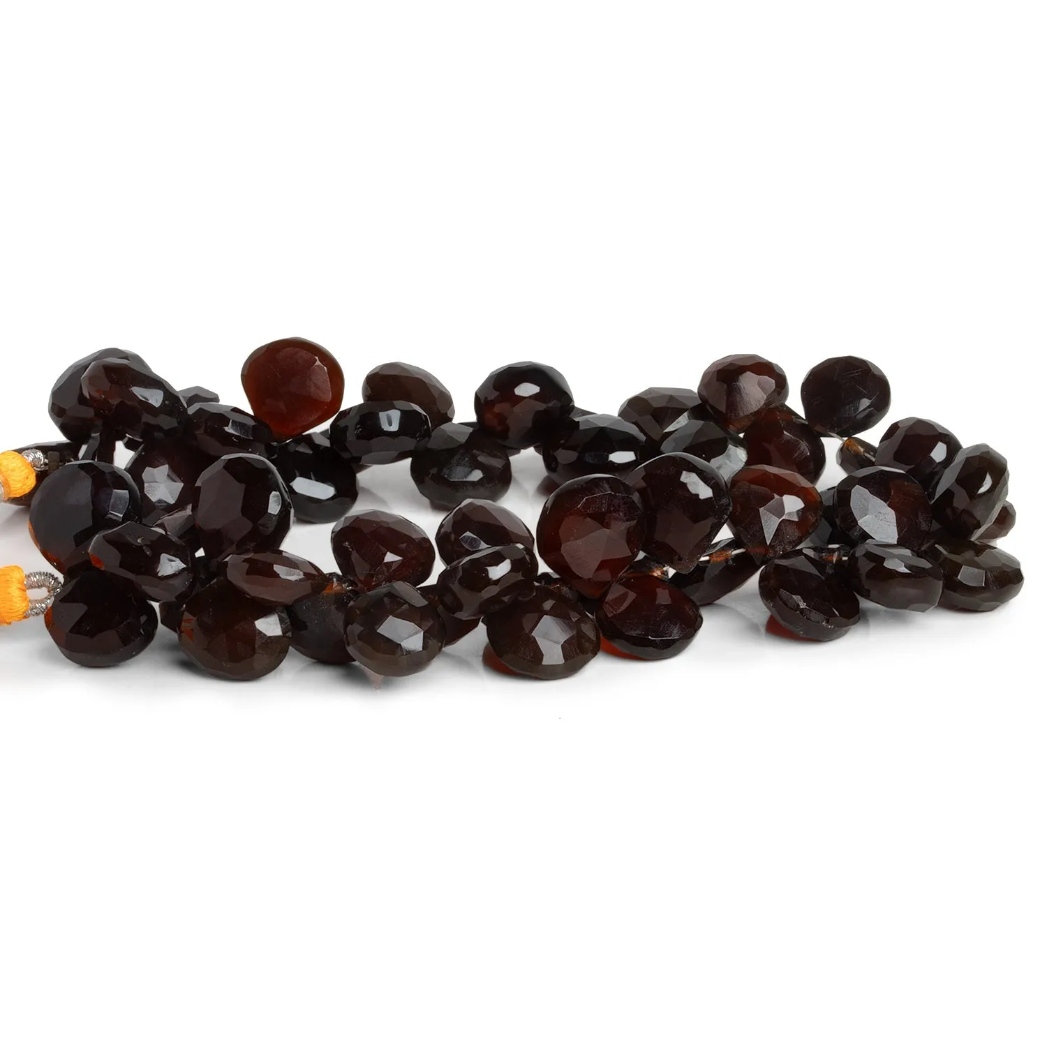 10-13mm Brown Chalcedony Faceted Hearts 8.5 inch 45 beads