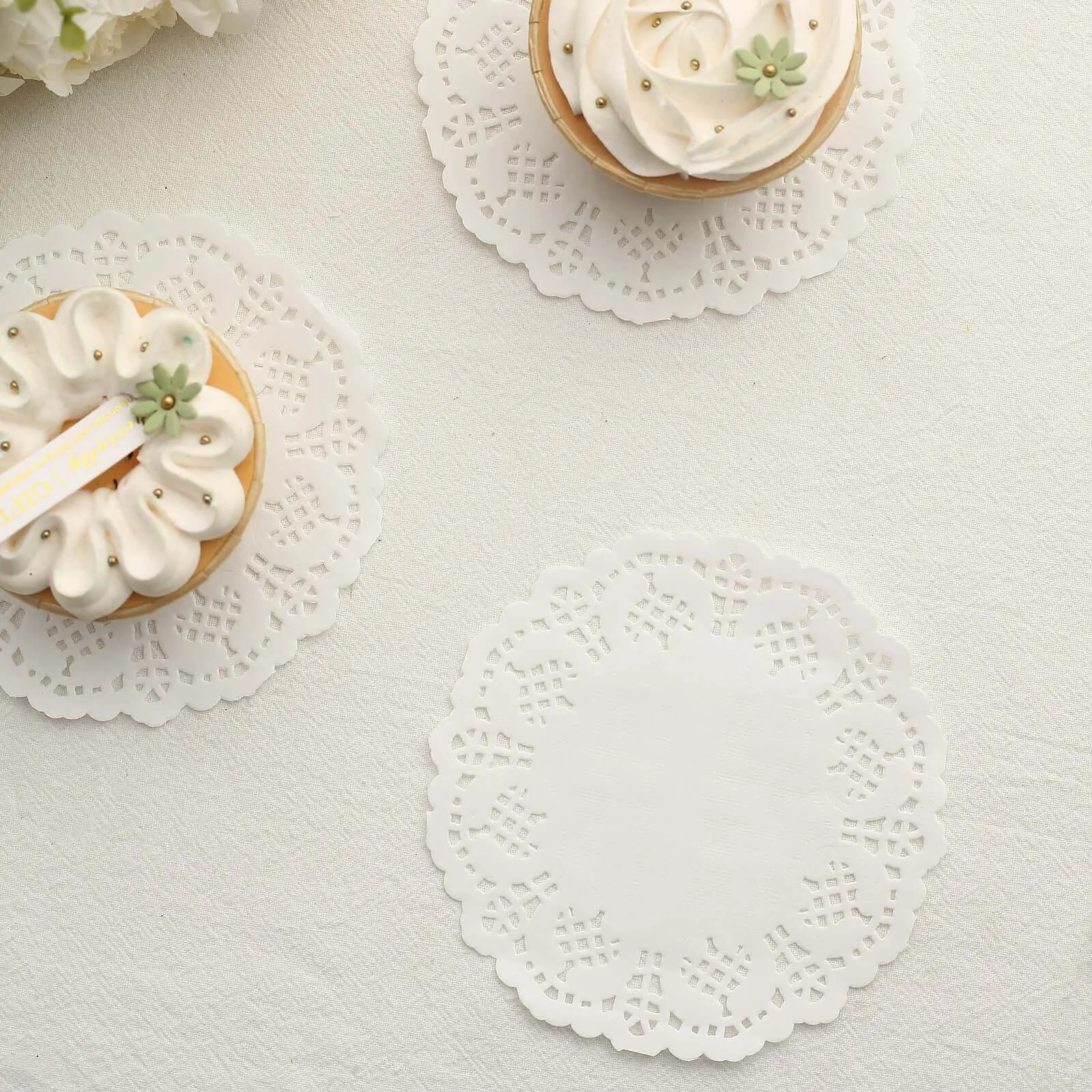 100 Pcs 4" Round White Lace Paper Doilies, Food Grade Paper