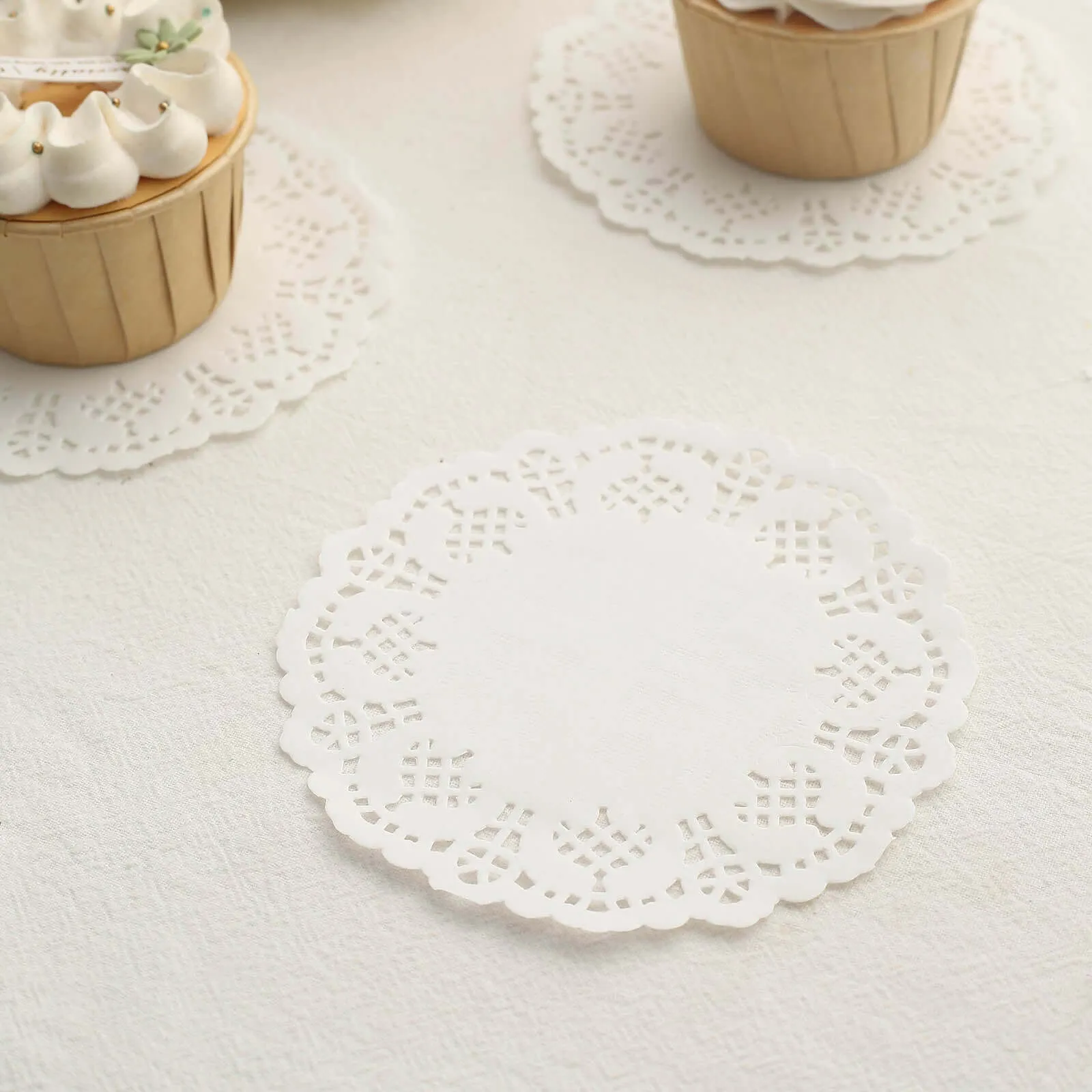 100 Pcs 4" Round White Lace Paper Doilies, Food Grade Paper