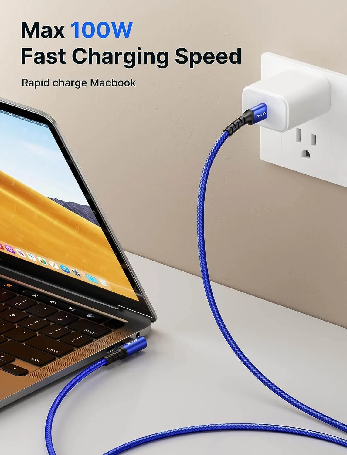 100W 90° USB-C Right Angle Fast Charging Cable