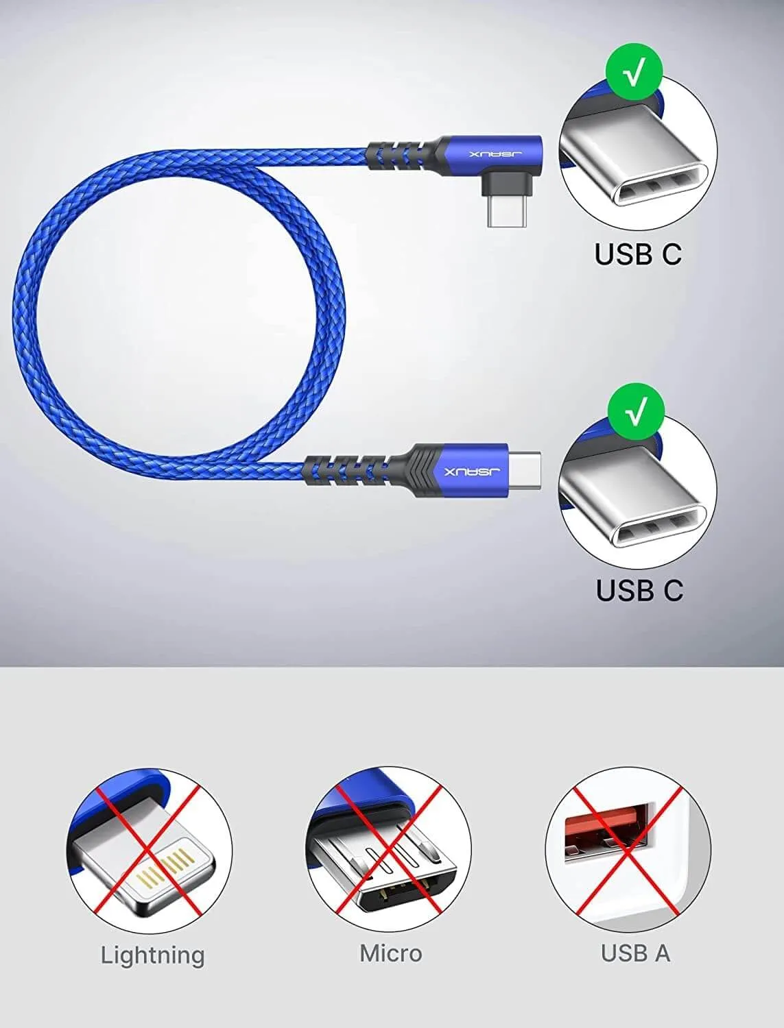 100W 90° USB-C Right Angle Fast Charging Cable