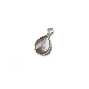 10x7mm Sterling Silver Bezel Chocolate Moonstone faceted pear Petite Pendant 1 piece