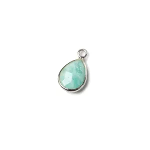 10x8.5mm Sterling Silver Bezel Amazonite faceted pear Petite Pendant 1 piece