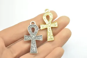 15PCs Egyptian Ankh Life Symbol Key Charm Size 36x20mm Silver or Gold Charm Egyptian Pendant For Jewelry Making