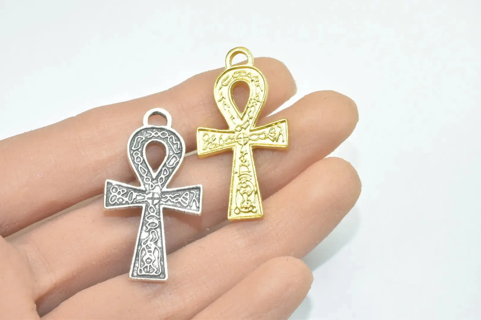 15PCs Egyptian Ankh Life Symbol Key Charm Size 36x20mm Silver or Gold Charm Egyptian Pendant For Jewelry Making