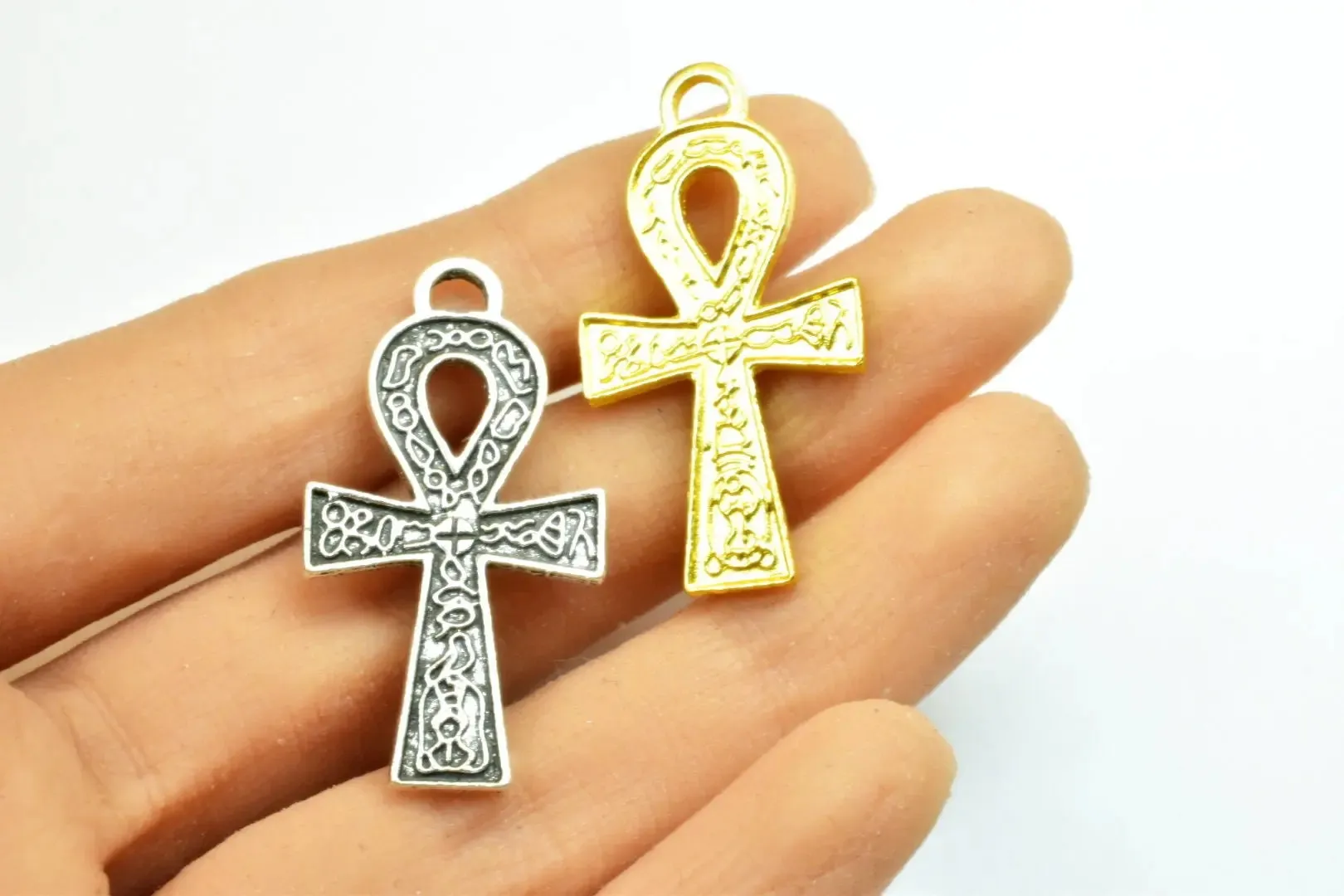 15PCs Egyptian Ankh Life Symbol Key Charm Size 36x20mm Silver or Gold Charm Egyptian Pendant For Jewelry Making