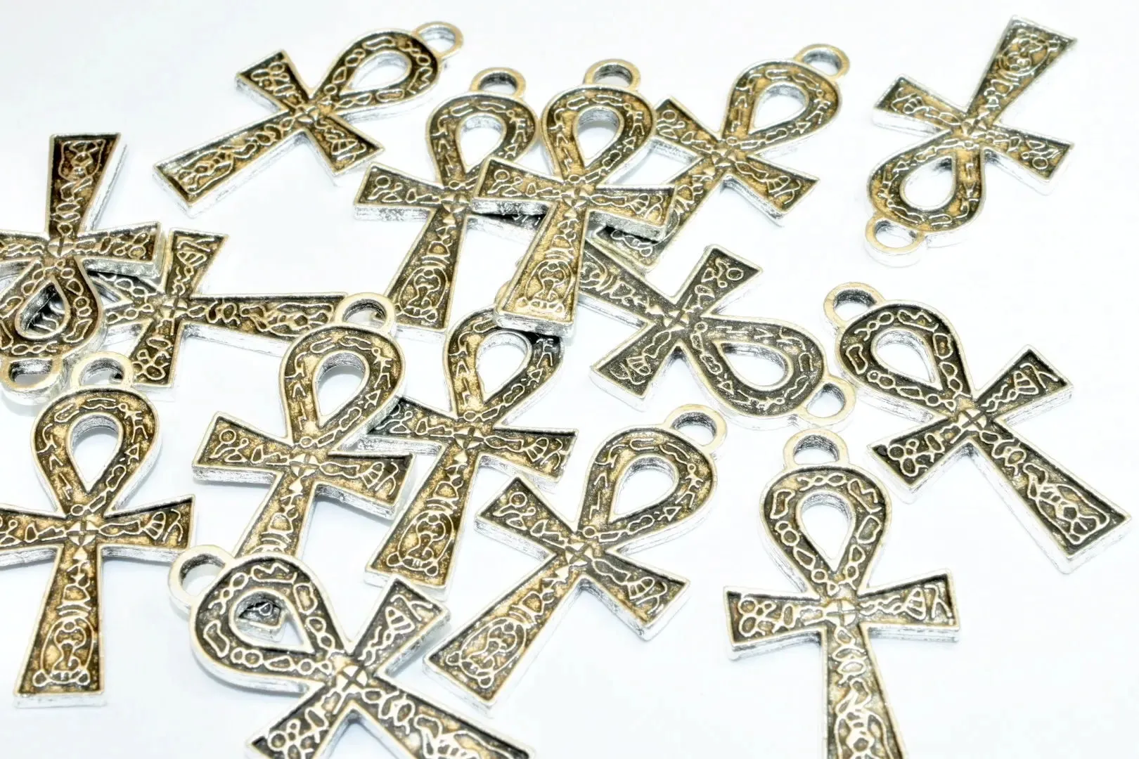 15PCs Egyptian Ankh Life Symbol Key Charm Size 36x20mm Silver or Gold Charm Egyptian Pendant For Jewelry Making