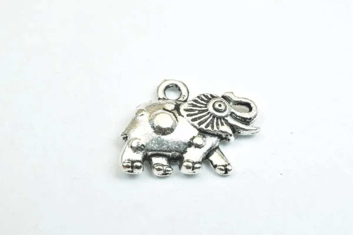 18 PCs Elephant Animal Antique Silver/Antique Green/Gold Alloy Charm Beads Size 16x12mm Jump Ring Size 1.5mm For Jewelry Making