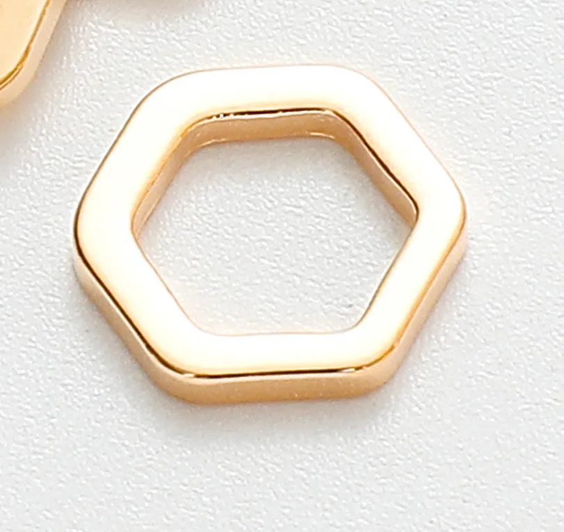 18K Gold Filled Look, Hexagonal Jump Rings: 10 PCs/PK for Jewelry Findings