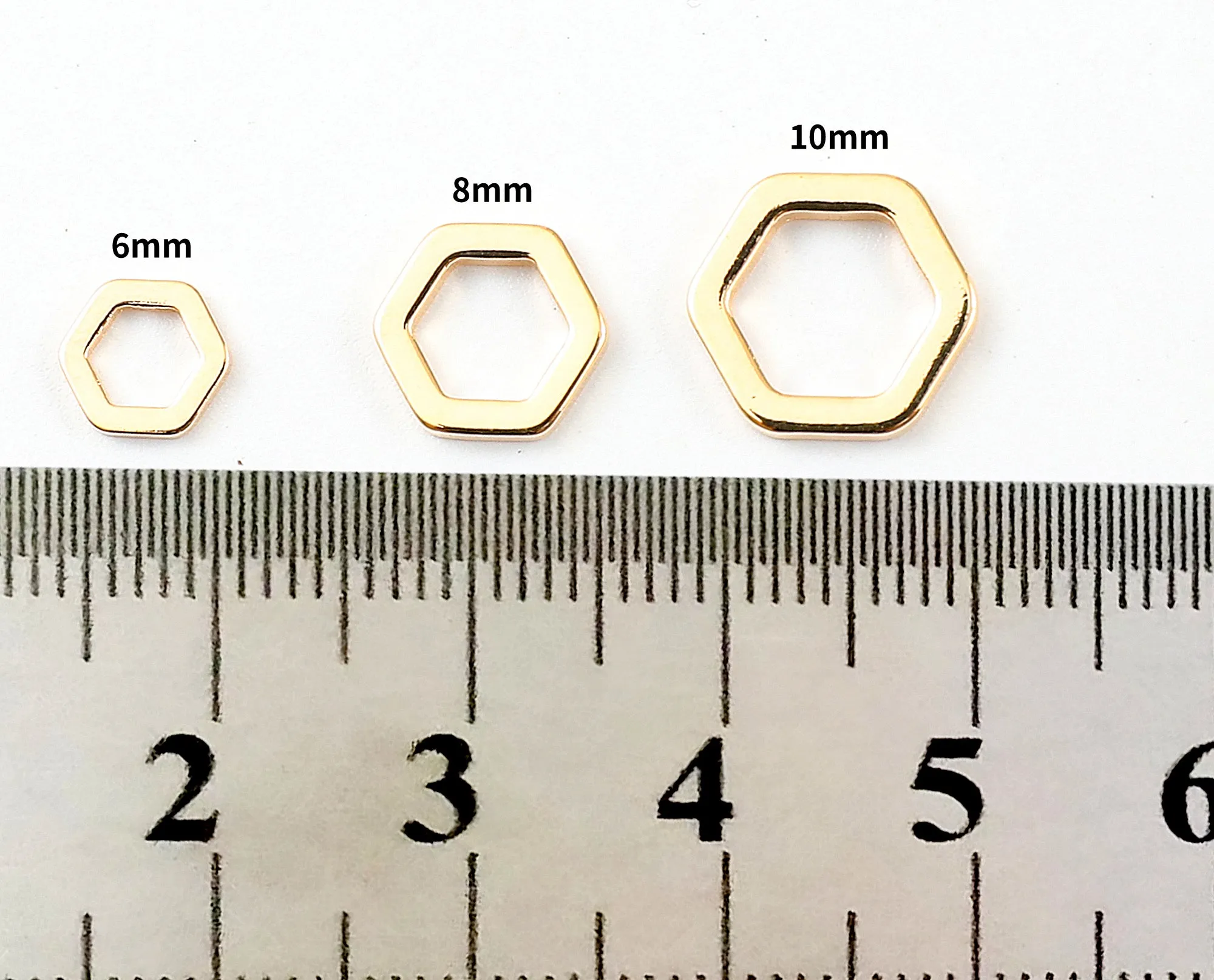 18K Gold Filled Look, Hexagonal Jump Rings: 10 PCs/PK for Jewelry Findings