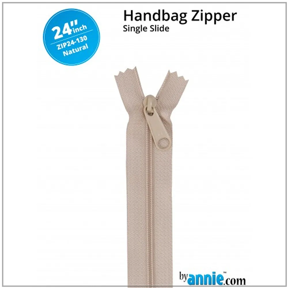 24" wide Handbag Zipper - Natural