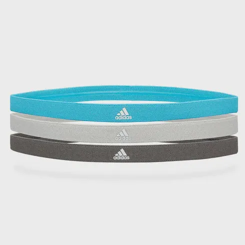 adidas Headbands- 3 Pack- Black/Silver/Sky