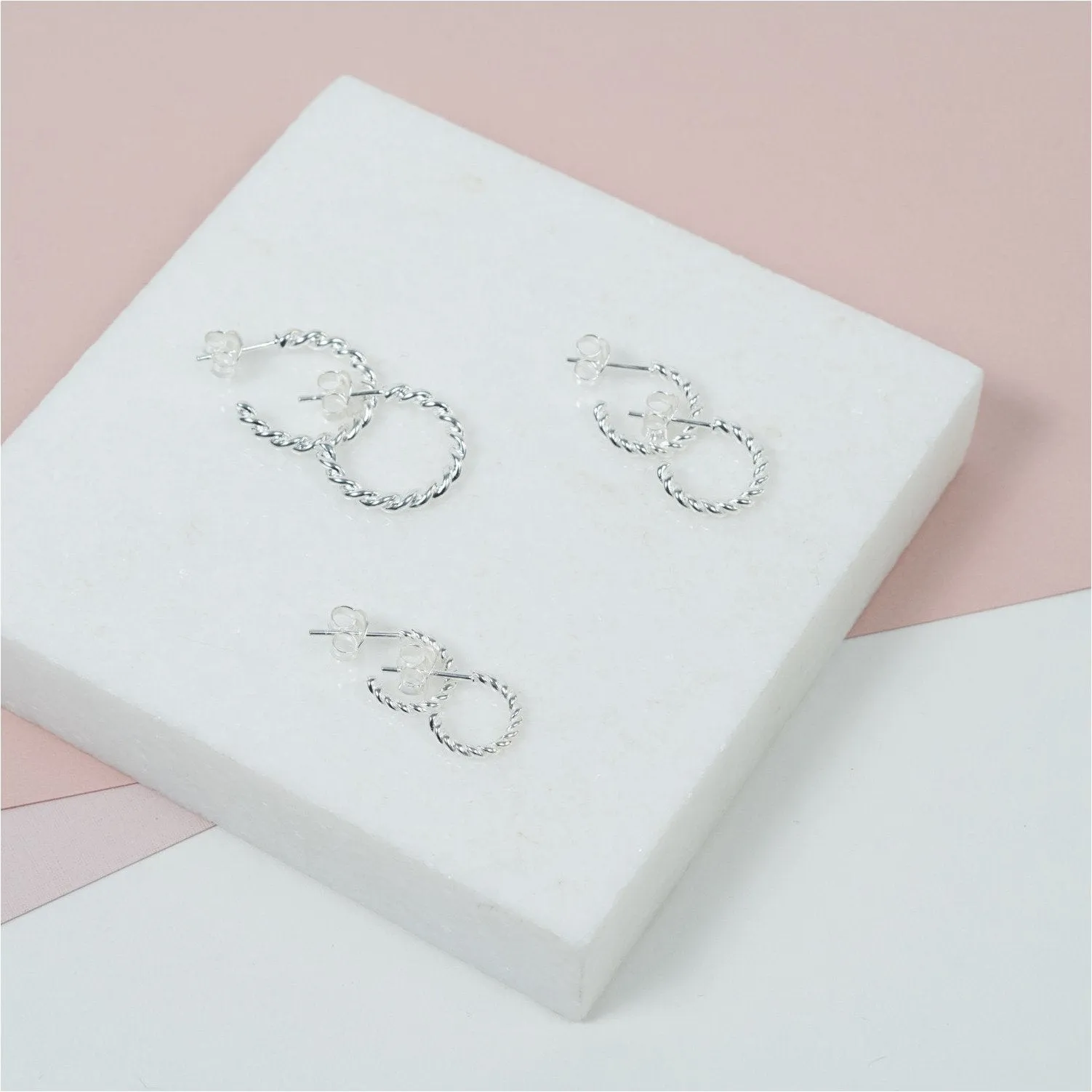 Alhambra Mini Piccolo Twisted Sterling Silver Hoop Earrings