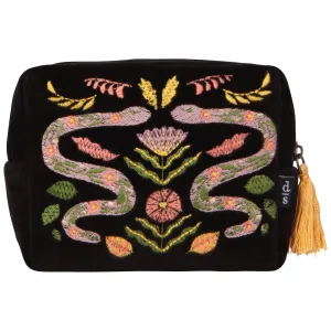 Amulet Snakes Black Velvet Embroidered Pouch