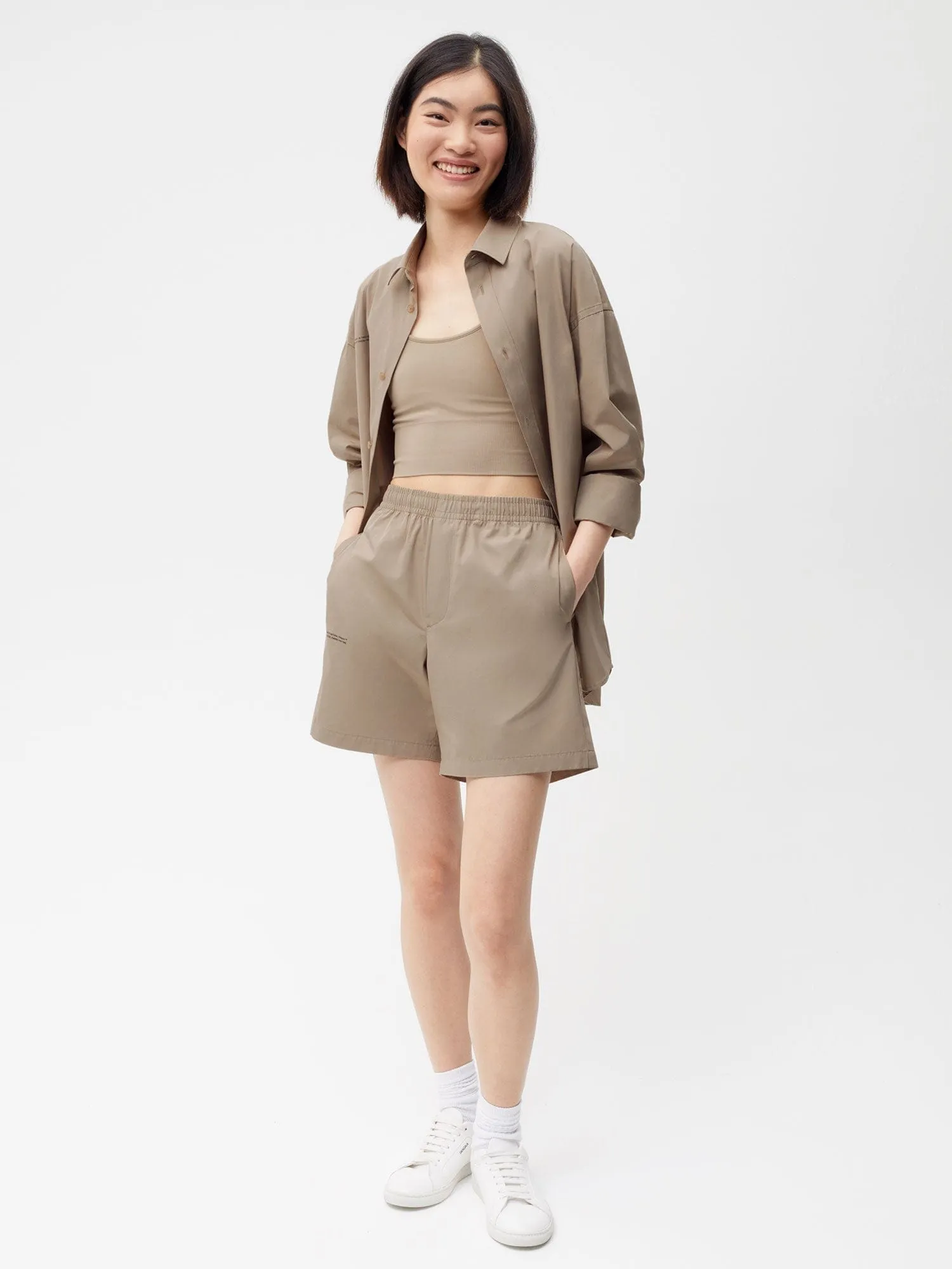 Archive Cotton Poplin Elasticated Shorts—taupe