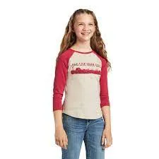 Ariat Girls Long Live Farm Girls 3/4 Sleeve Tee