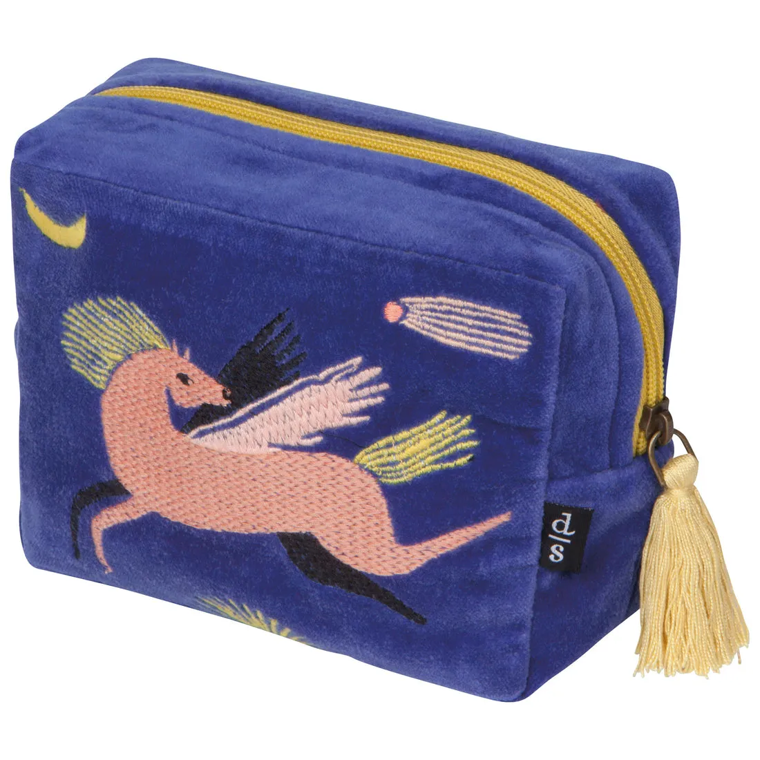 Astral Blue Velvet Embroidered Pouch