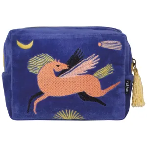 Astral Blue Velvet Embroidered Pouch