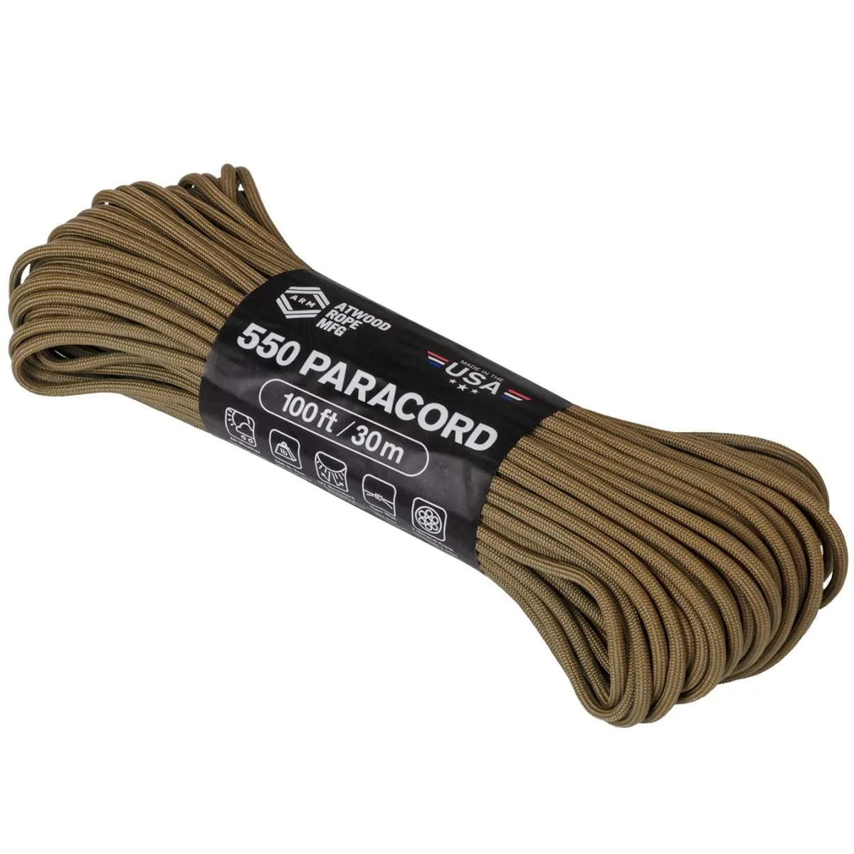 Atwood Rope 550 Paracord 100ft Coyote