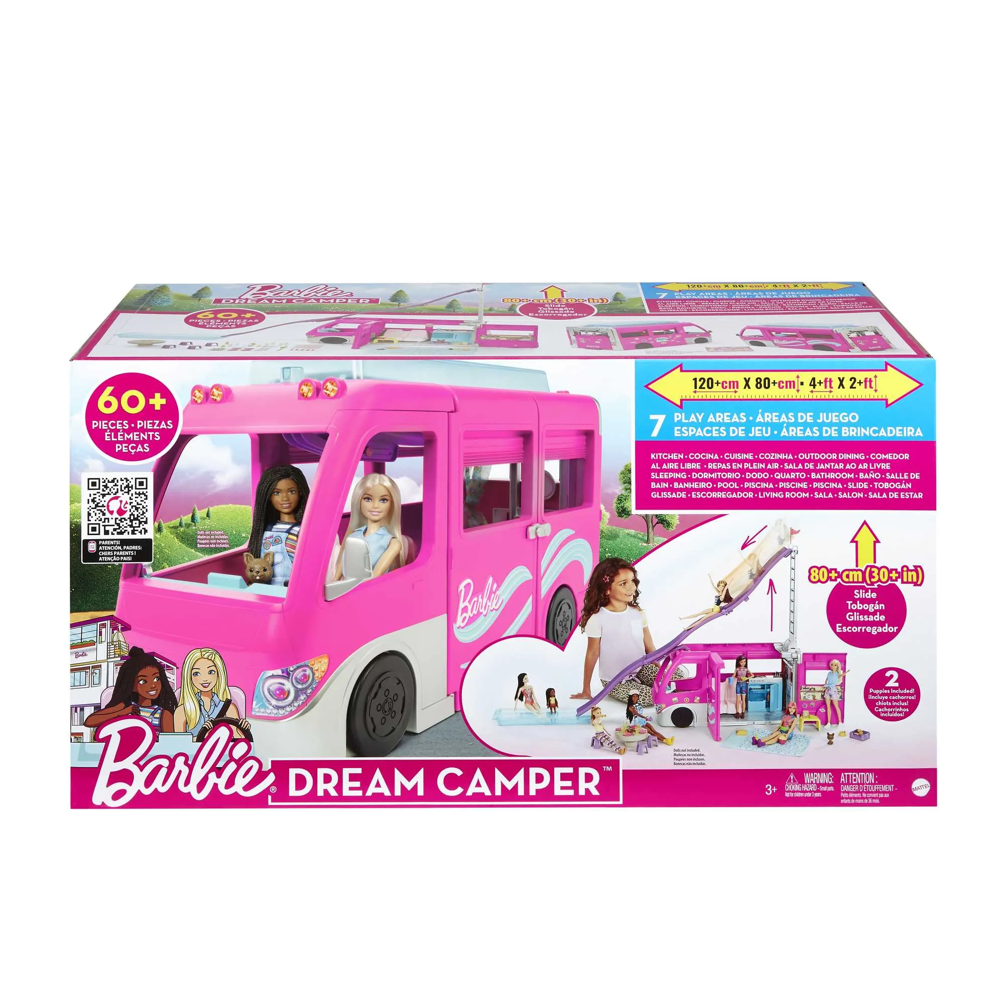 Barbie Camper, Doll Playset With 60 Accessories, 30-Inch Slide, Dream Camper