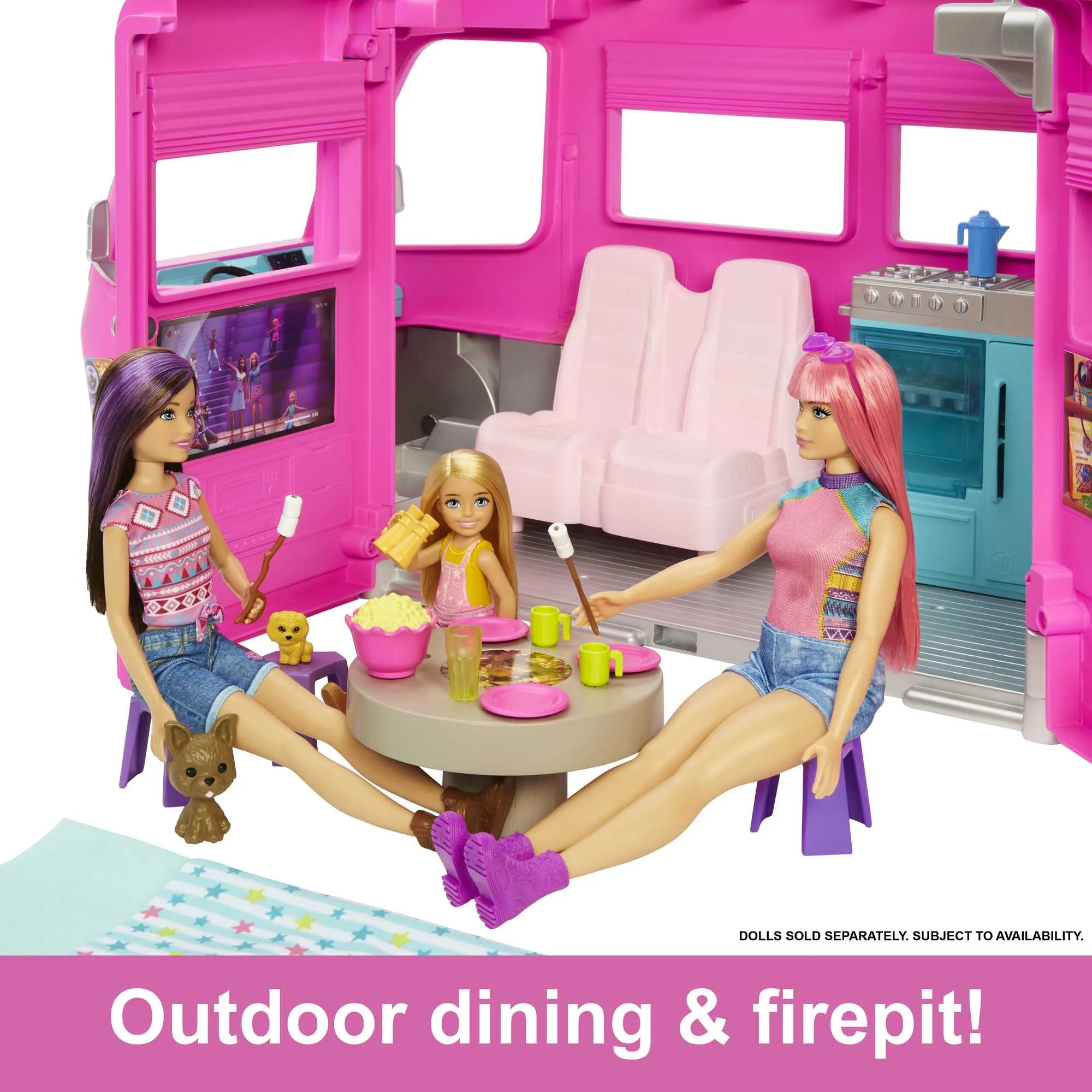 Barbie Camper, Doll Playset With 60 Accessories, 30-Inch Slide, Dream Camper