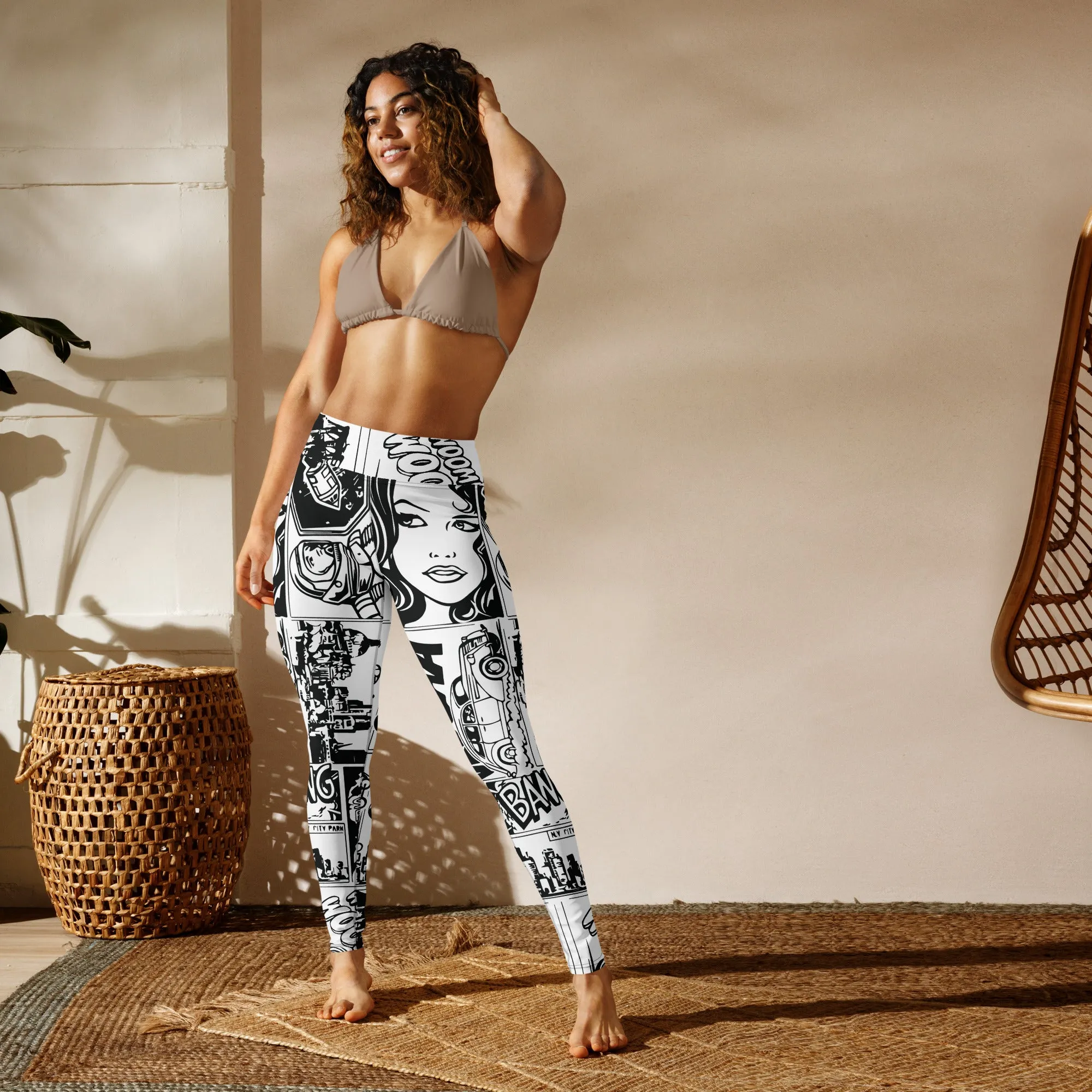 Black  & White Comic Book Yoga Leggings