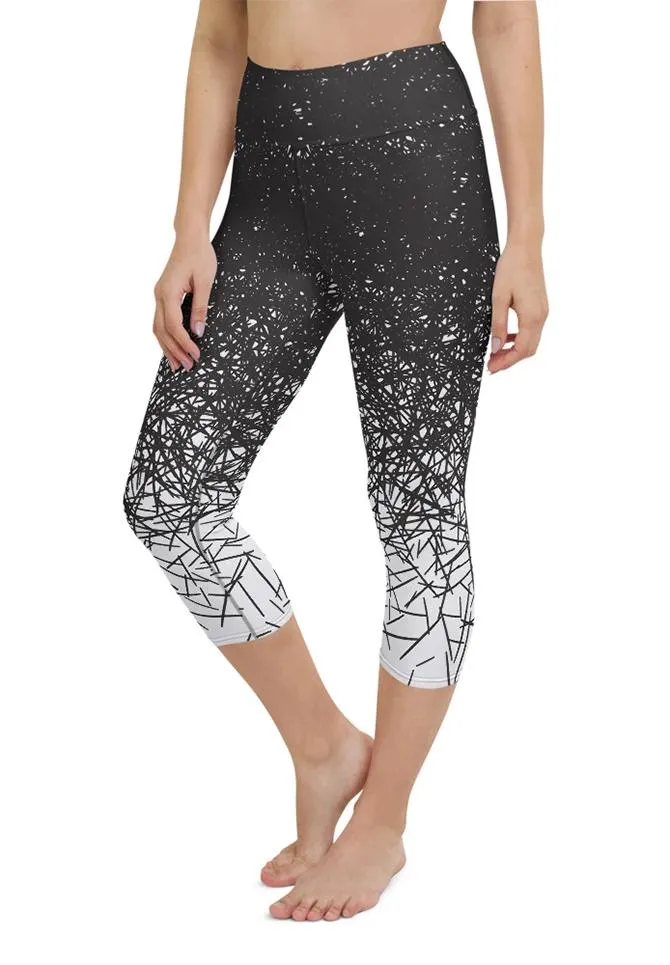 Black & White Ombre Yoga Capris