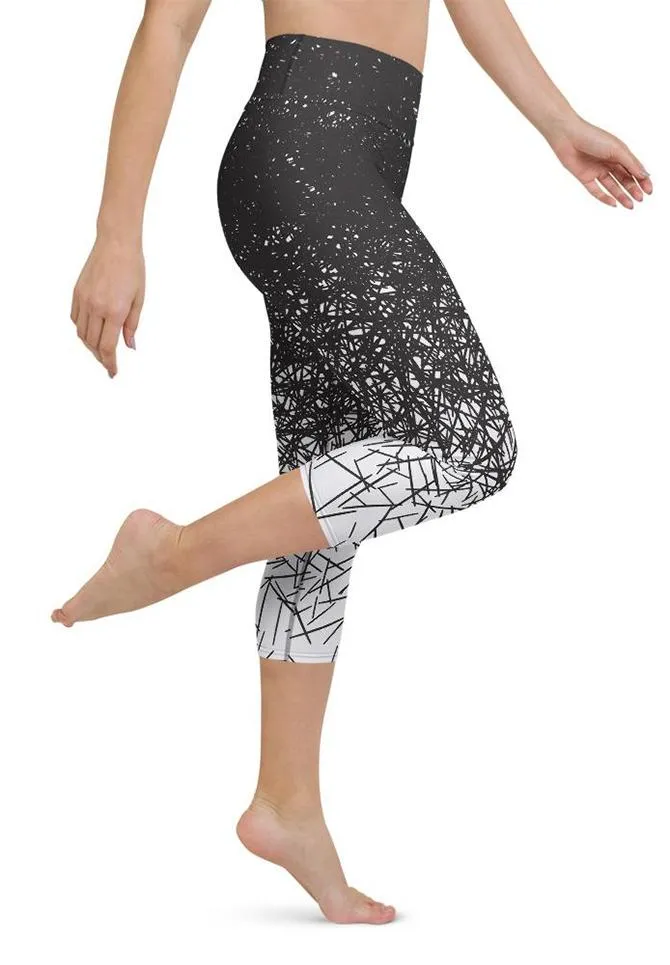 Black & White Ombre Yoga Capris