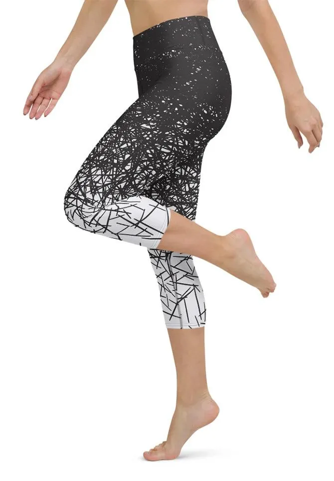 Black & White Ombre Yoga Capris