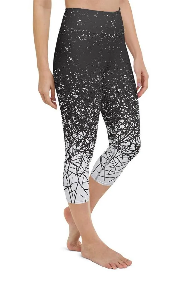 Black & White Ombre Yoga Capris