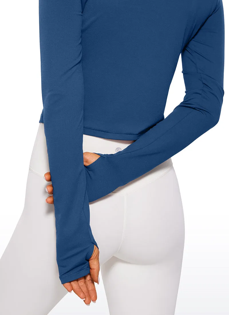 Brushed Long Sleeve with Thumbholes Cropped