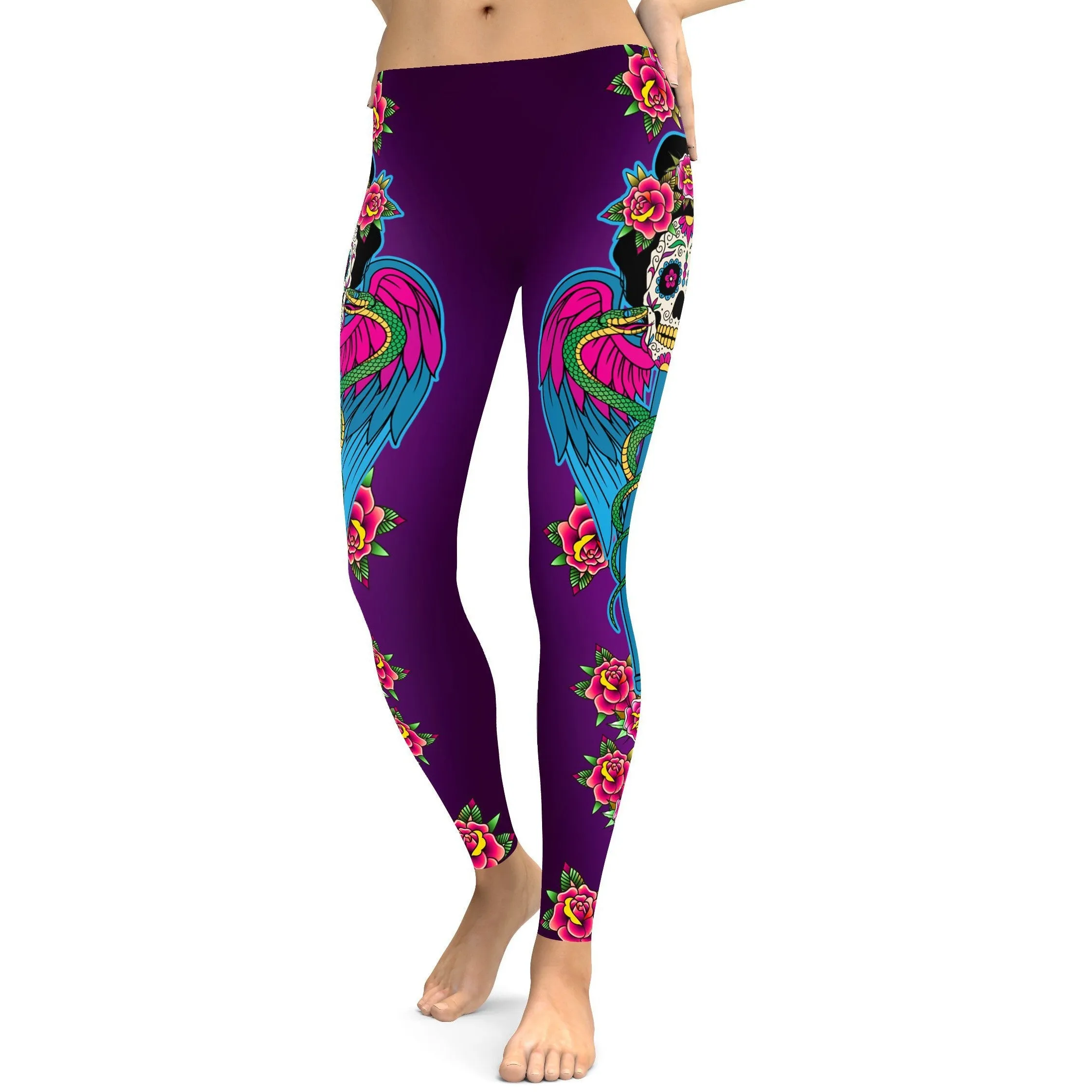 Caduceus Sugar Skull Leggings