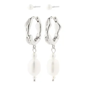 CONSTANCE earrings 2-in-1 set silver-plated