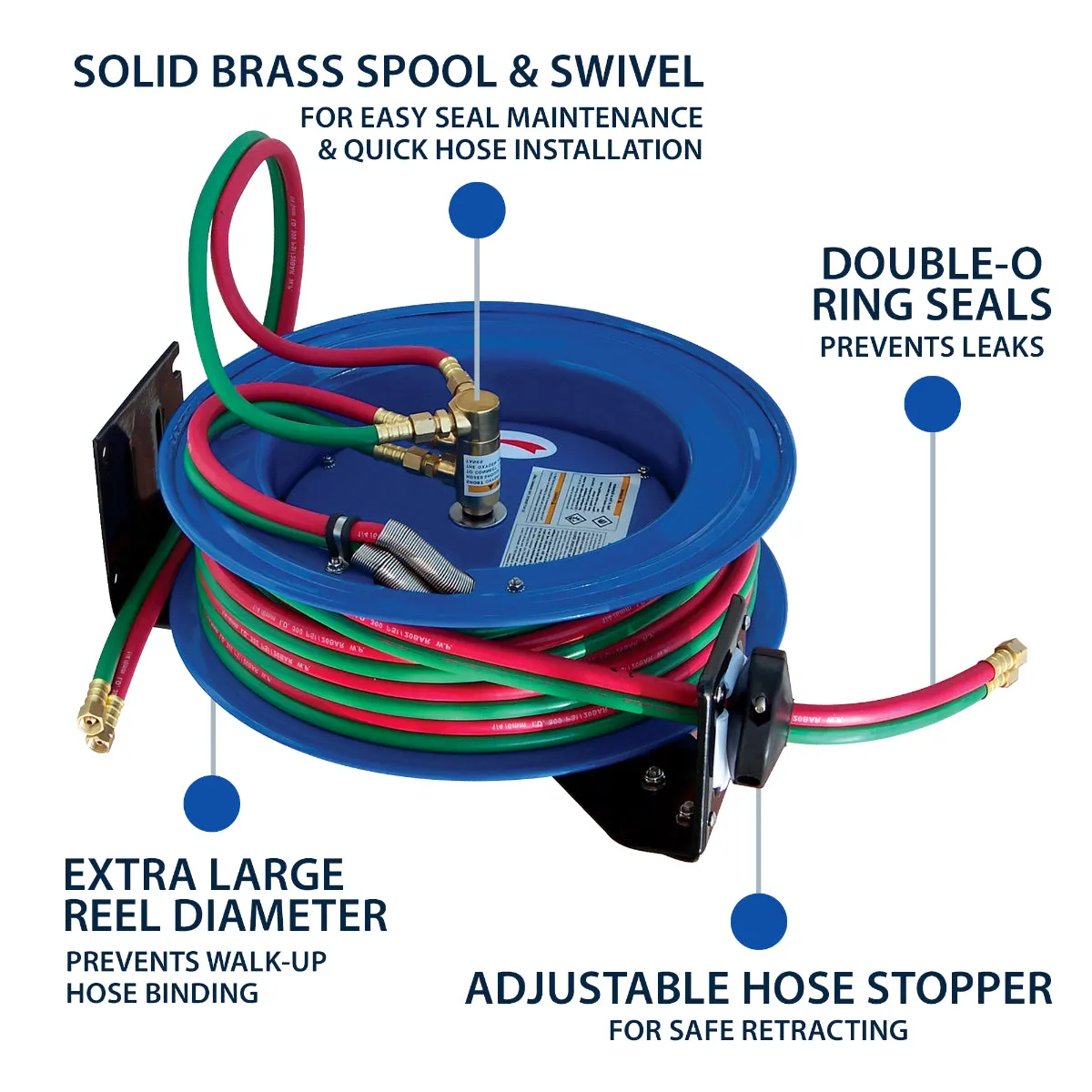 Cyclone Pneumatic CP3100 1/4" x 100' Dual-Hose Twin Welding Welder Reel