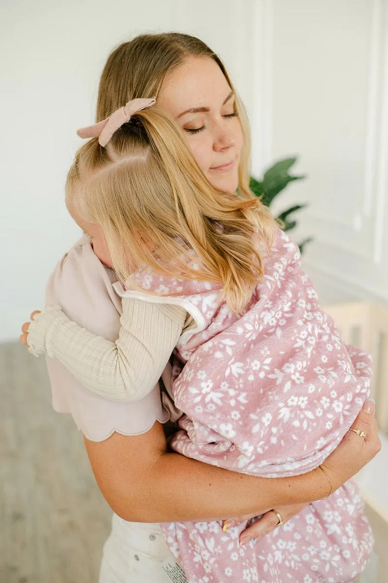 Dainty Floral Pink Wearable Minky Blanket