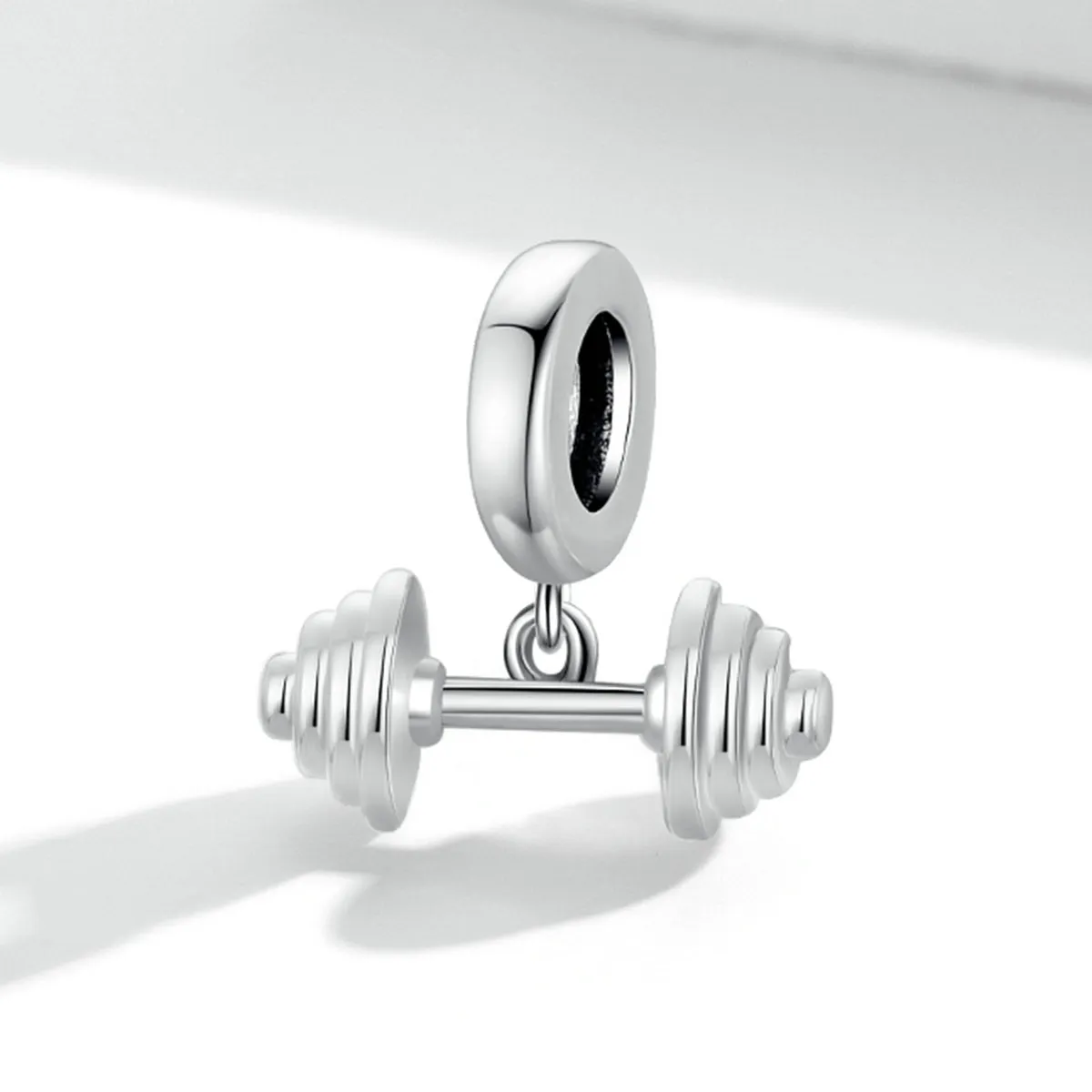 Dumbbell Dangle Charm 925 Sterling Silver