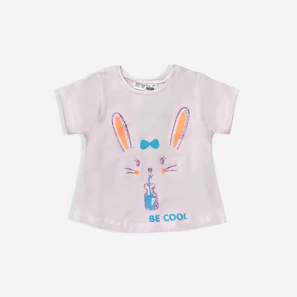 EG - Kids 'Baby Pink' Cat Printed Top with Shorts 2PCS Set EG796