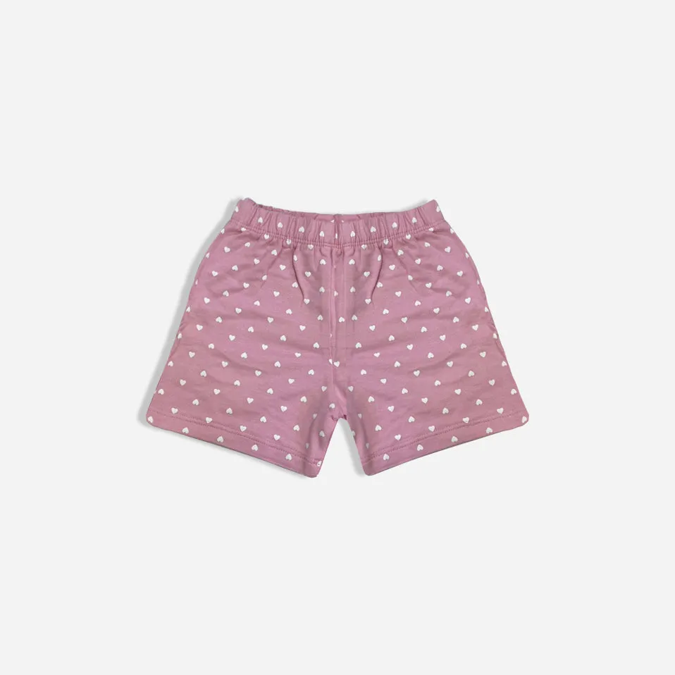 EG - Kids 'Baby Pink' Cat Printed Top with Shorts 2PCS Set EG796