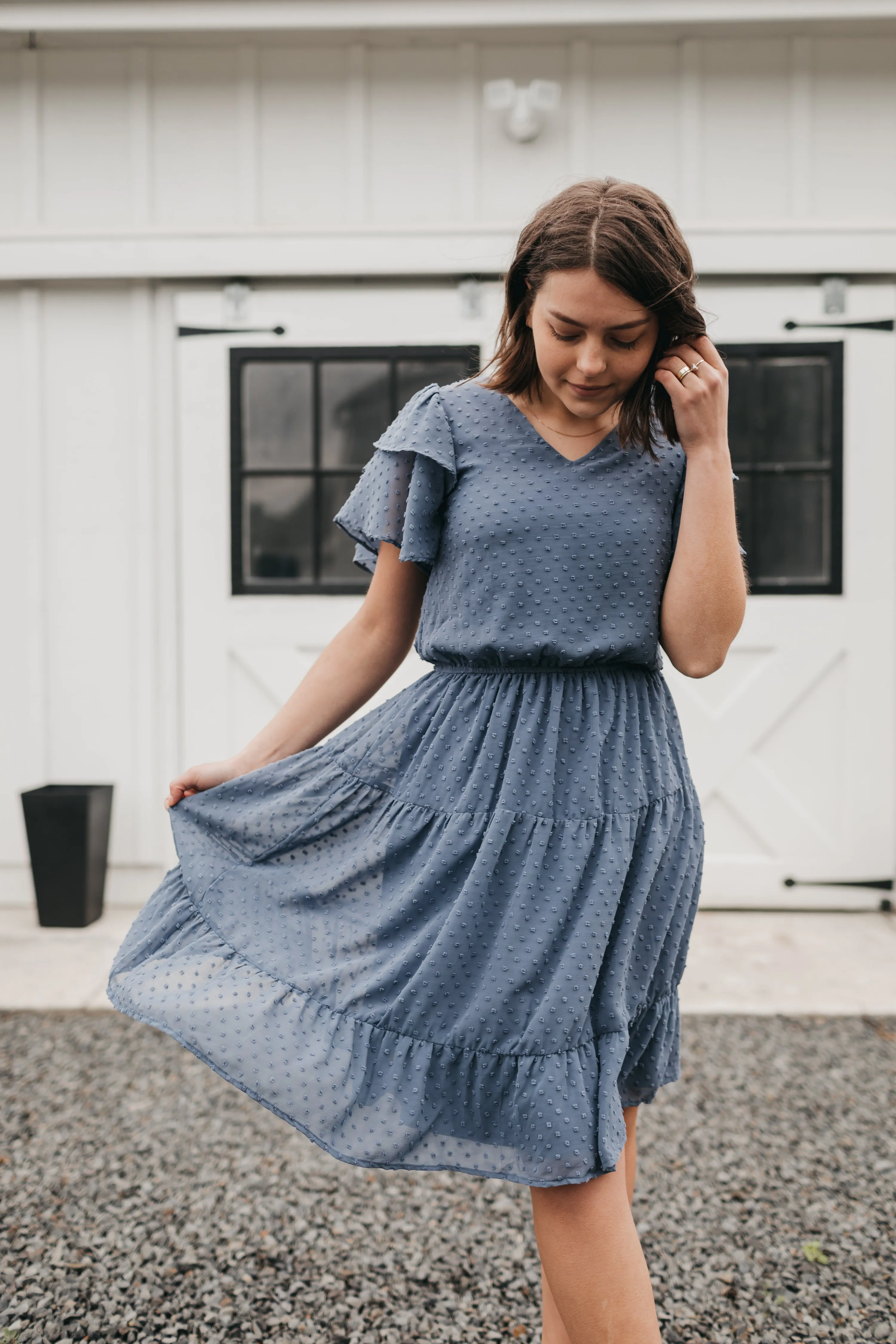 Elisa Swiss Dress in Cornflower Blue