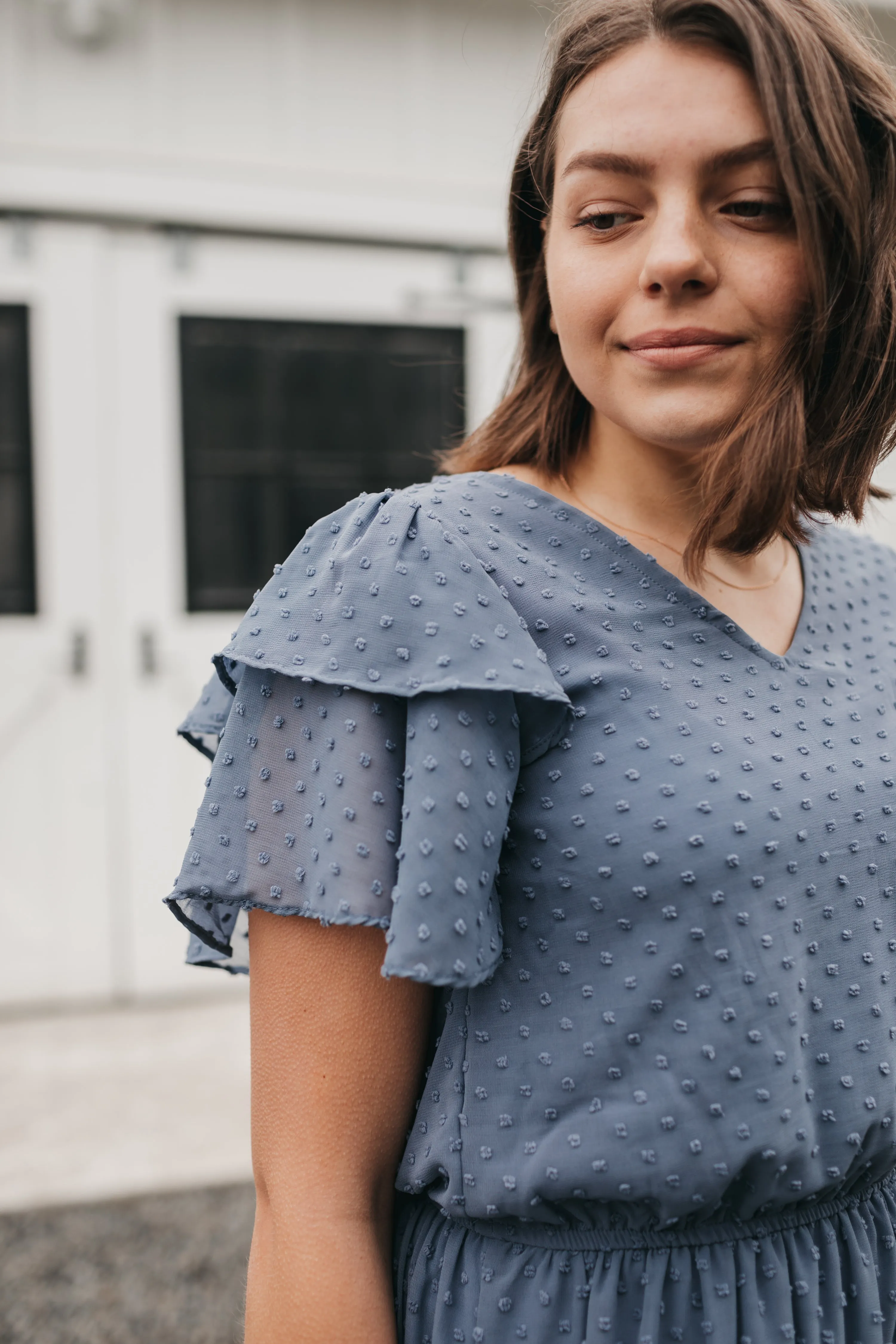 Elisa Swiss Dress in Cornflower Blue