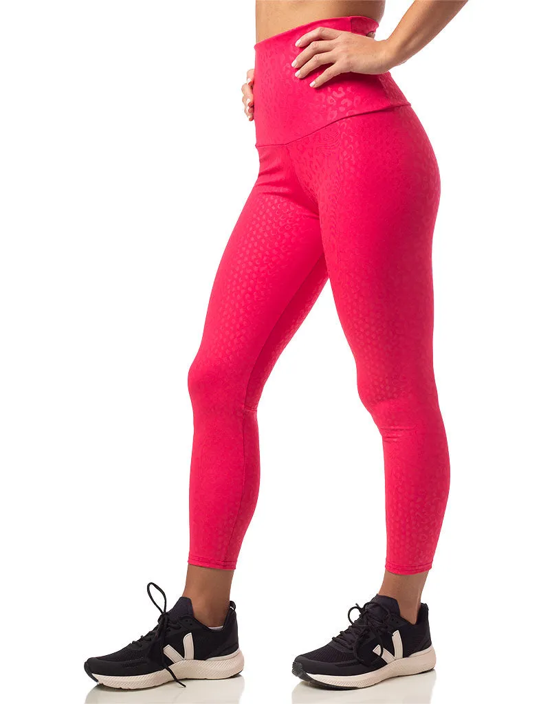 Embossed Leopard 7/8 Legging Cherry