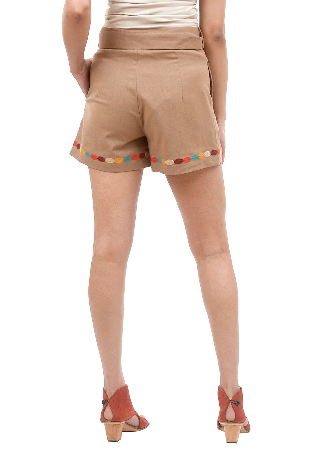 Embroidered Shorts, Khaki