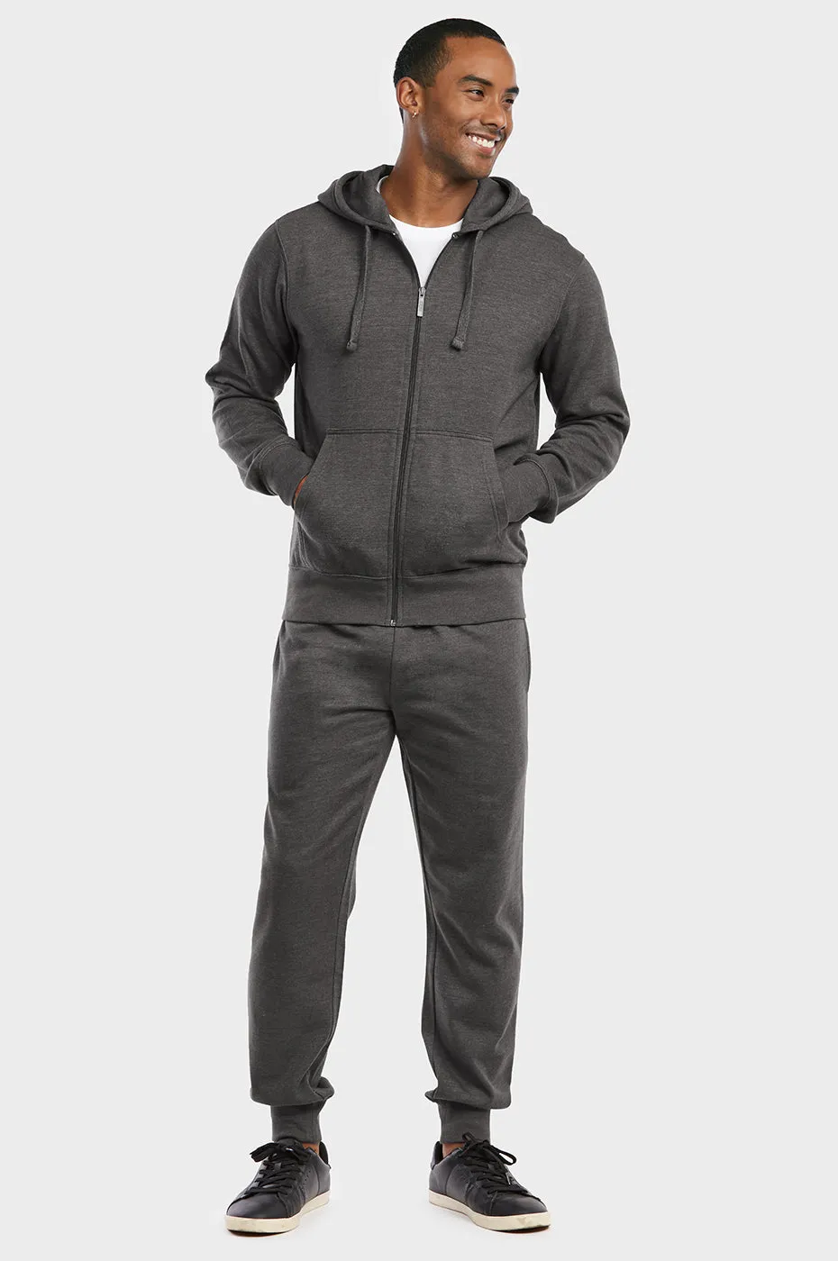 ET TU MEN'S LIGHTWEIGHT FLEECE ZIPPER HOODIE (HD2020E_CH-GR)