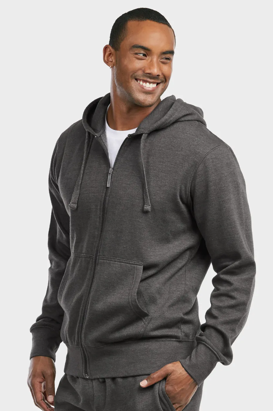 ET TU MEN'S LIGHTWEIGHT FLEECE ZIPPER HOODIE (HD2020E_CH-GR)