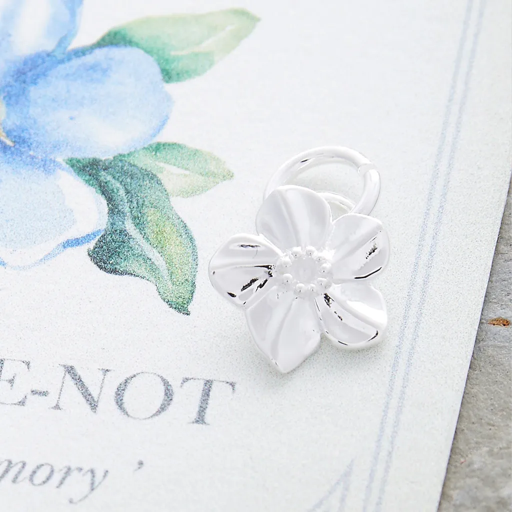 Forget-Me-Not Flower Personalised Silver Charm