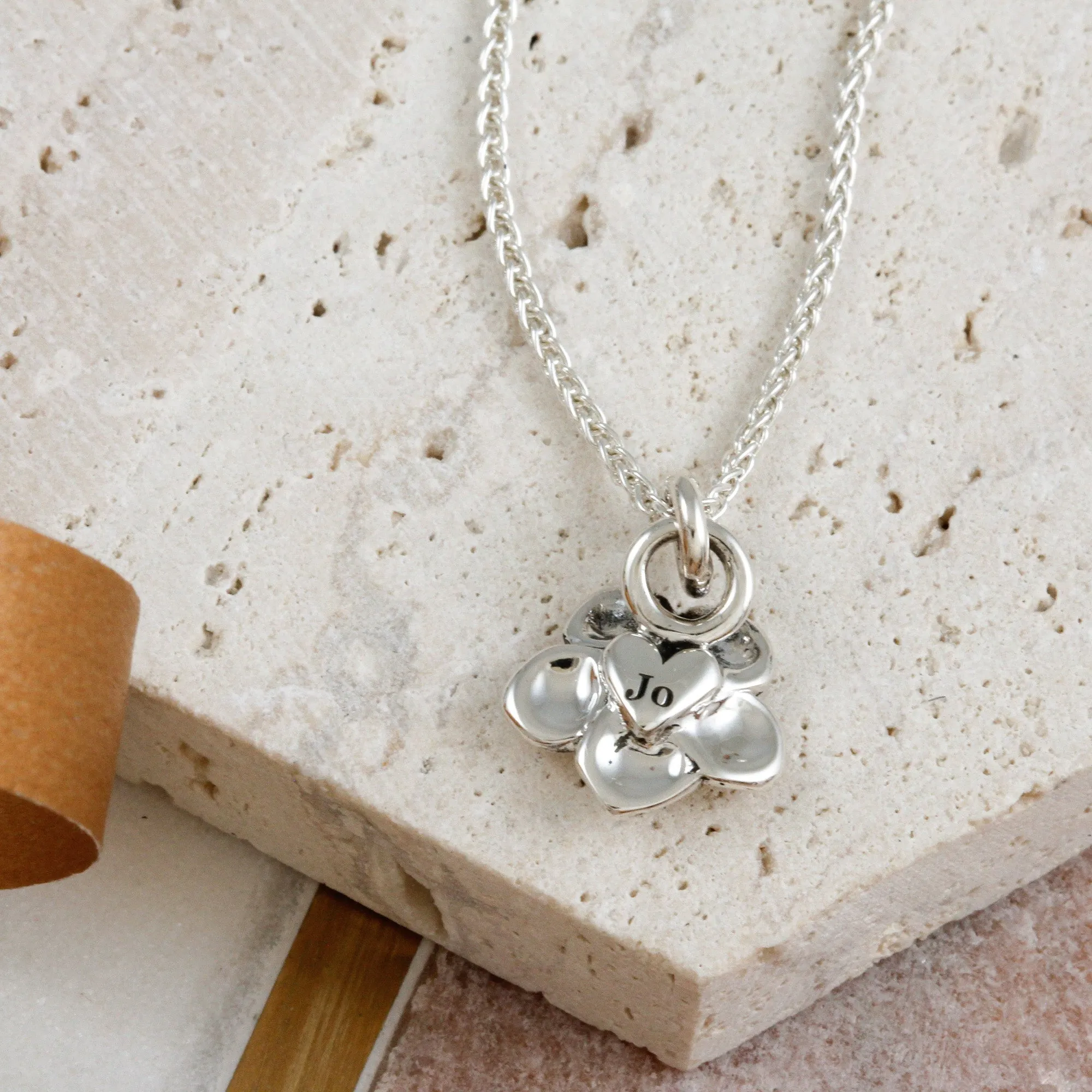 Forget-Me-Not Flower Personalised Silver Charm