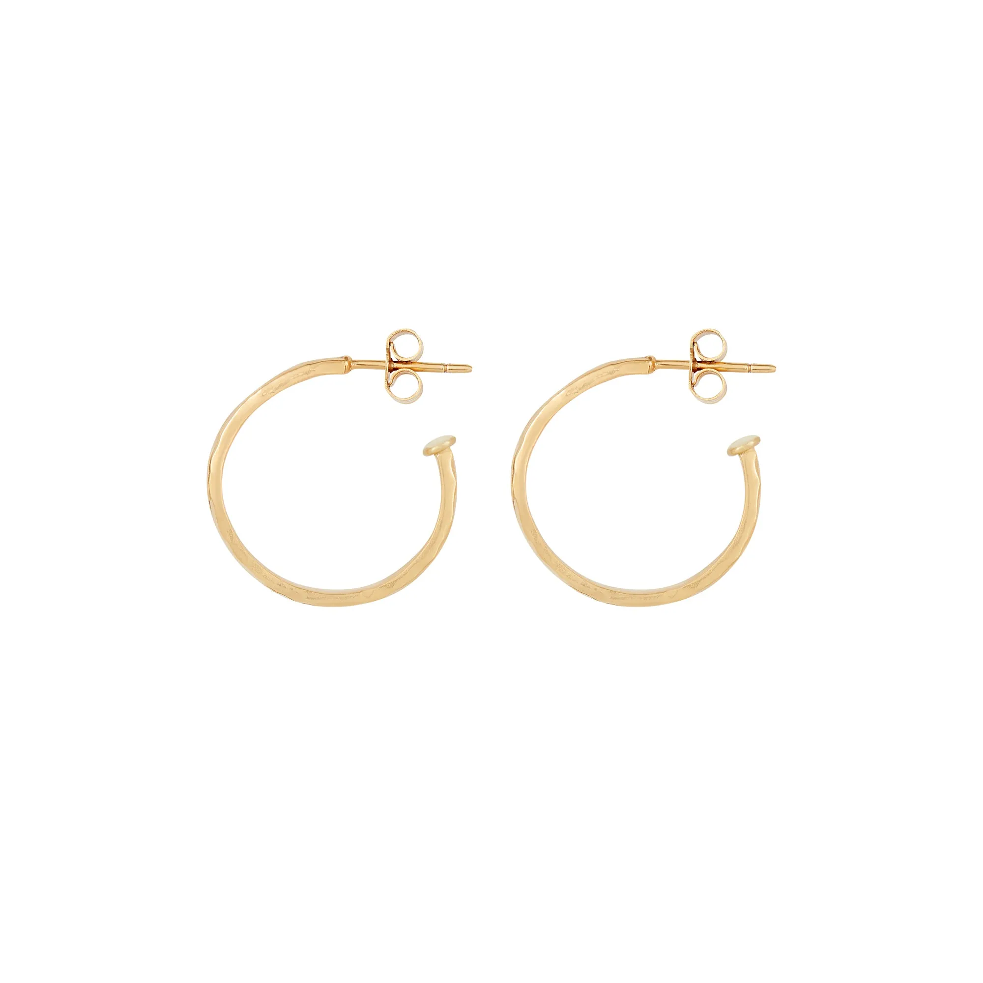 Gold Hammered Hoop Stud Earrings