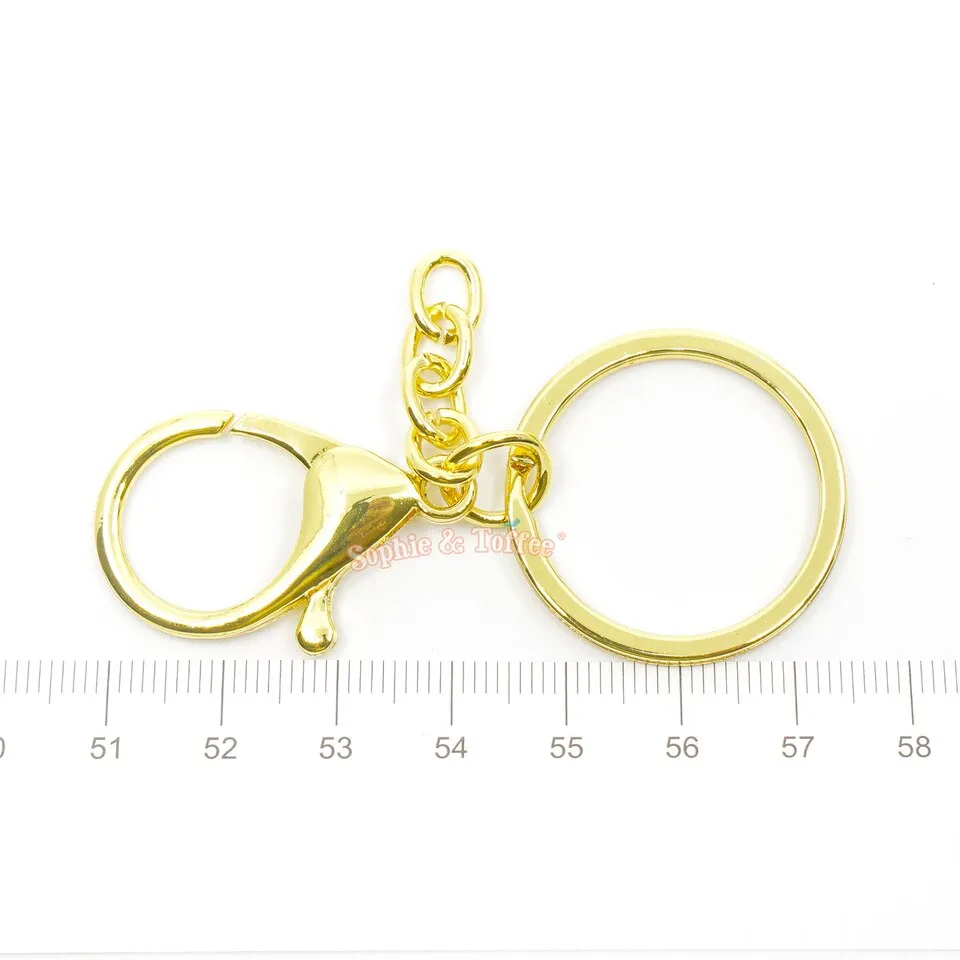 Gold Key Chain Ring with Swivel Ring Short Chain (4 pieces)