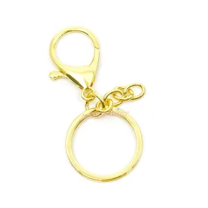 Gold Key Chain Ring with Swivel Ring Short Chain (4 pieces)