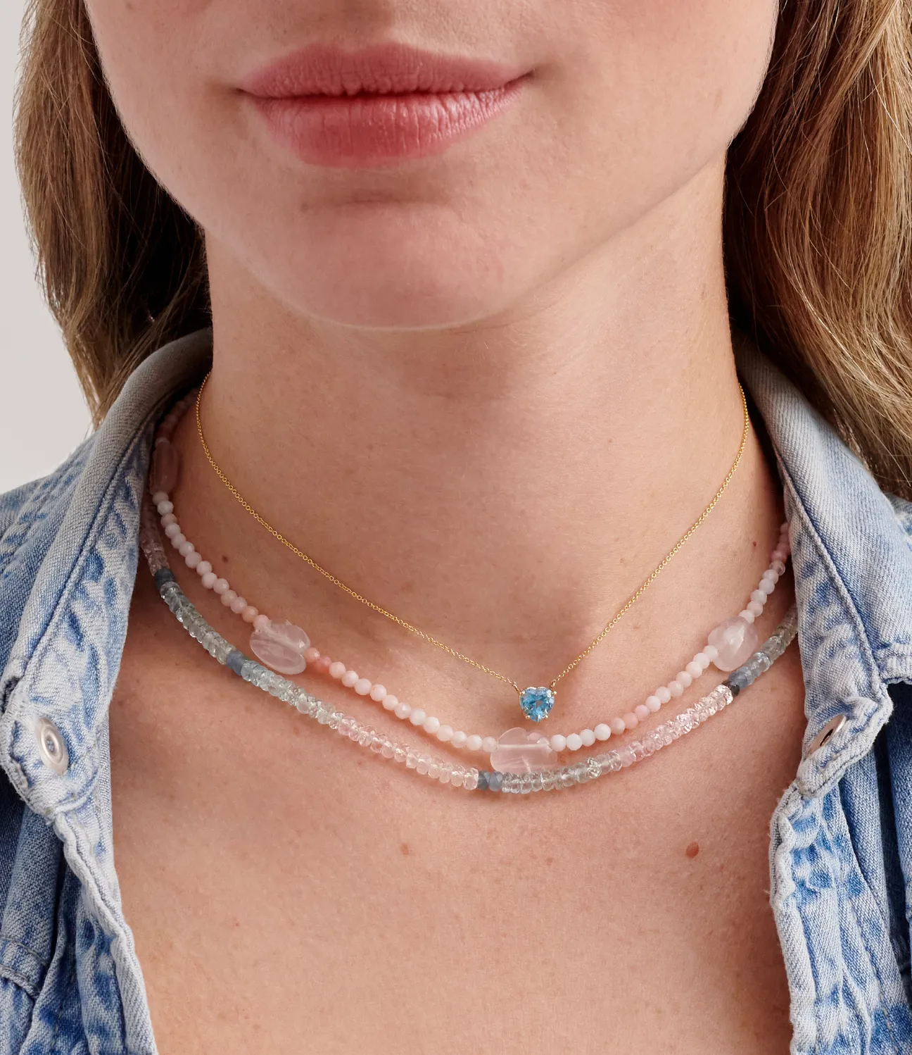 Graduated Aquamarine Beaded Necklace